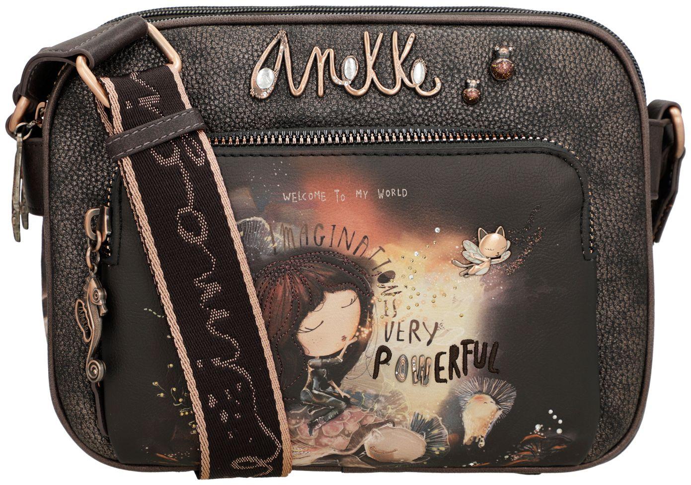 Anekke 'Dreamverse' Handbag Umhängetasche anthrazit / braun