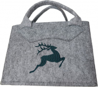 Witzgall 'Hirsch' Filztasche hellgrau/grün