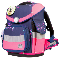 schoolmood 'Leni' - Hund - Timeless Pro Schulranzen-Set 7-tlg. 995g 23,5l blau/pink