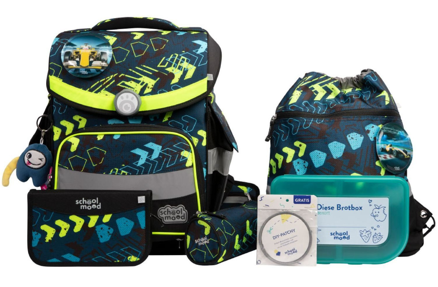 schoolmood 'Elias' - Rennwagen - Timeless Pro Schulranzen-Set 7-tlg. 995g 23,5l multicolor