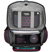 schoolmood 'Mika' - Drache - Timeless Pro Schulranzen-Set 7-tlg. 995g 23,5l anthrazit/rot