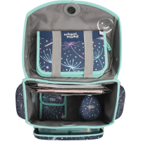schoolmood 'Lina' - Kätzchen - Timeless Pro Schulranzen-Set 7-tlg. 995g 23,5l blau-türkis