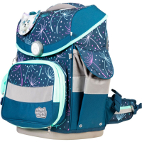 schoolmood 'Lina' - Kätzchen - Timeless Pro Schulranzen-Set 7-tlg. 995g 23,5l blau-türkis