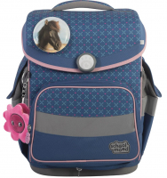 schoolmood 'Mila' - Pferd - Timeless Pro Schulranzen-Set 7-tlg. 995g 23,5l blau/rosa