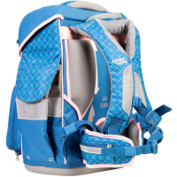 schoolmood 'Mila' - Pferd - Timeless Pro Schulranzen-Set 7-tlg. 995g 23,5l blau/rosa