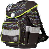 schoolmood 'Finn' - Raubkatze - Timeless Pro Schulranzen-Set 7-tlg. 995g 23,5l schwarz/neongrün