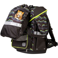 schoolmood 'Finn' - Raubkatze - Timeless Pro Schulranzen-Set 7-tlg. 995g 23,5l schwarz/neongrün