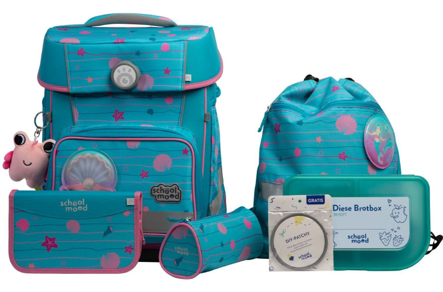 schoolmood 'Lilly' - Meerjungfrau - Champion Maxx Pro Schulranzen-Set 7-tlg. 1.165g 22l hellblau/rosa