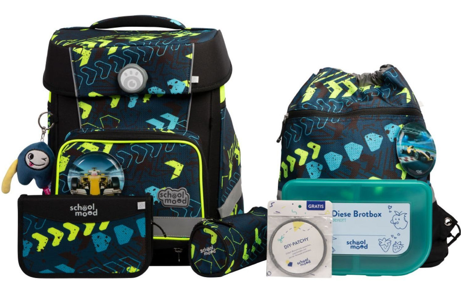 schoolmood 'Elias' - Rennwagen - Champion Maxx Pro Schulranzen-Set 7-tlg. 1.165g 22l multicolor