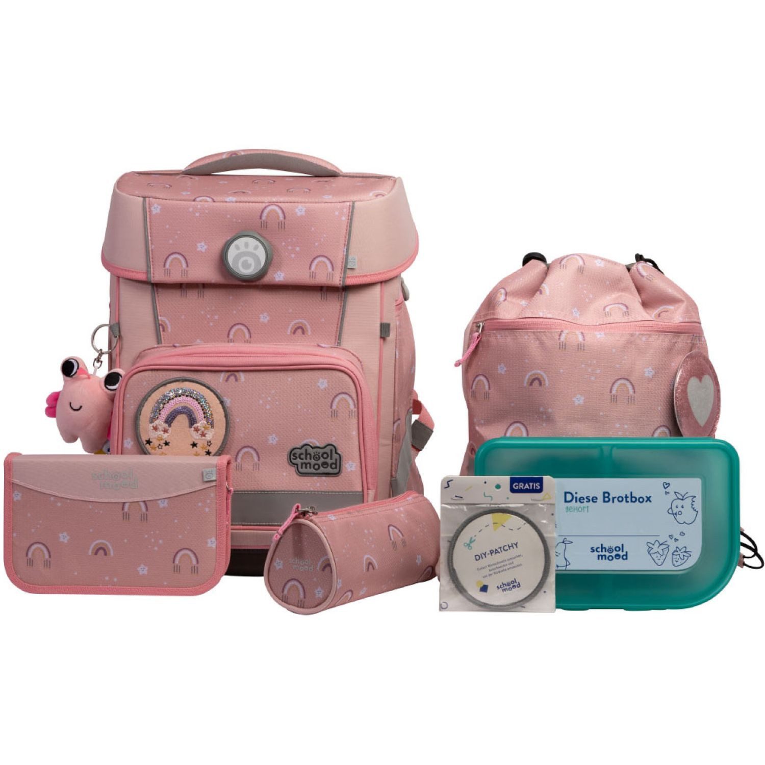 schoolmood 'Rainbow' - Regenbogen - Champion Maxx Pro Schulranzen-Set 7-tlg. 1.165g 22l apricot