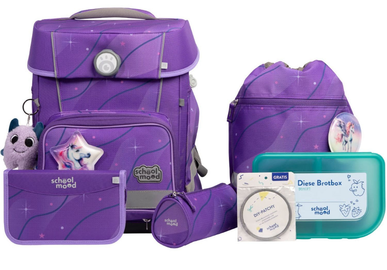 schoolmood 'Marie' - Pegasus - Champion Maxx Pro Schulranzen-Set 7-tlg. 1.165g 22l lila