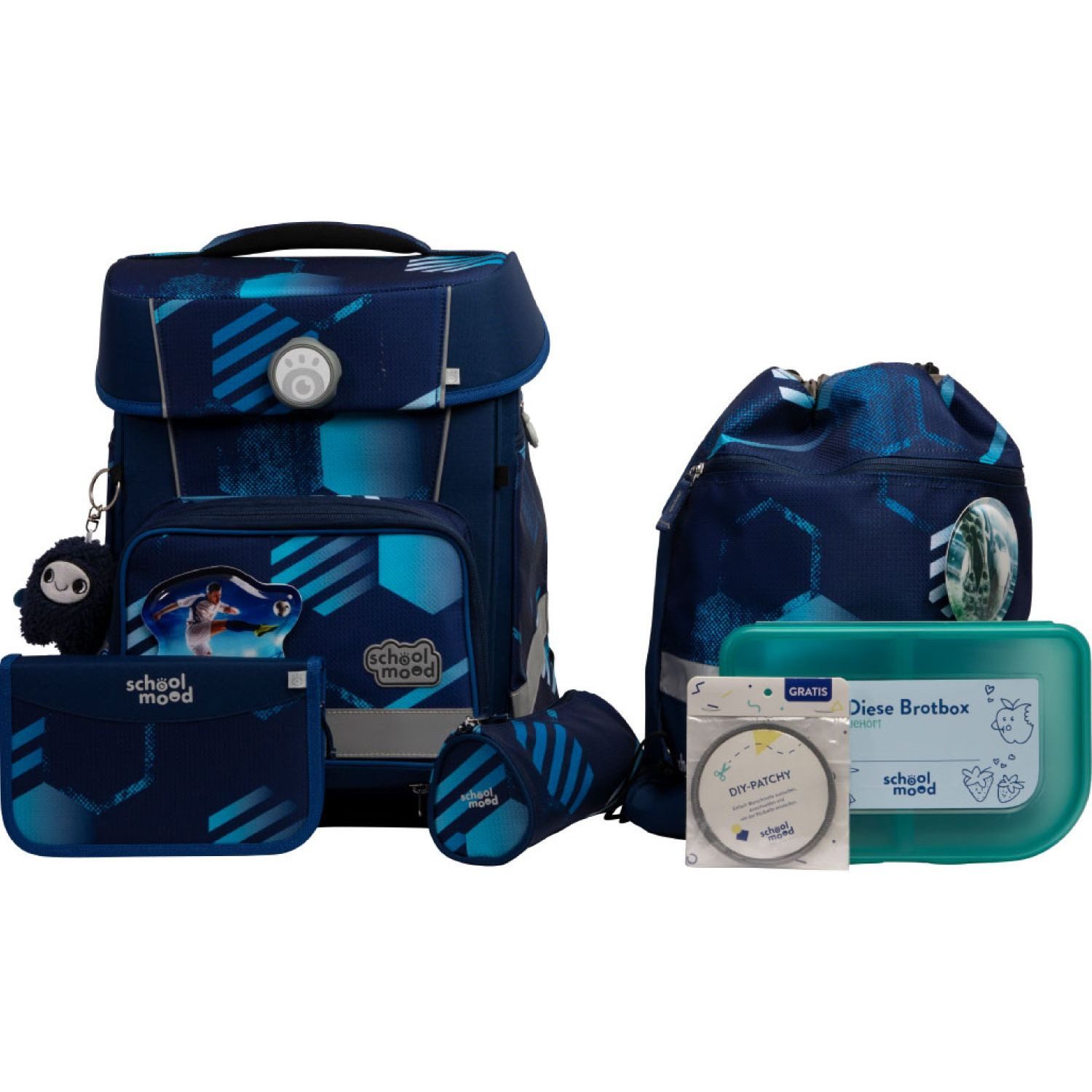 schoolmood 'Jonas' - Fußball Champion Maxx Pro Schulranzen-Set 7-tlg. 1.165g 22l blau