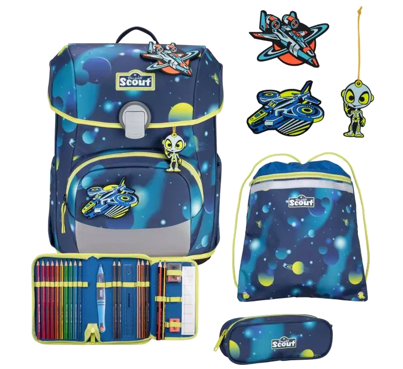 Scout 'Neo Set ' Exklusiv Schulranzenset 4tlg. LED planets 21,5 l, 1250 g 
