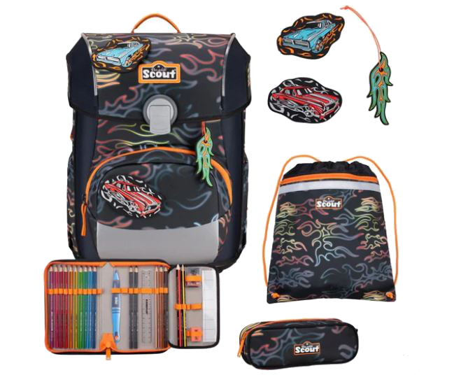 Scout 'Neo Set Exklusiv' Schulranzenset 5tlg. 21,5l 1,2kg Safety Light Flames