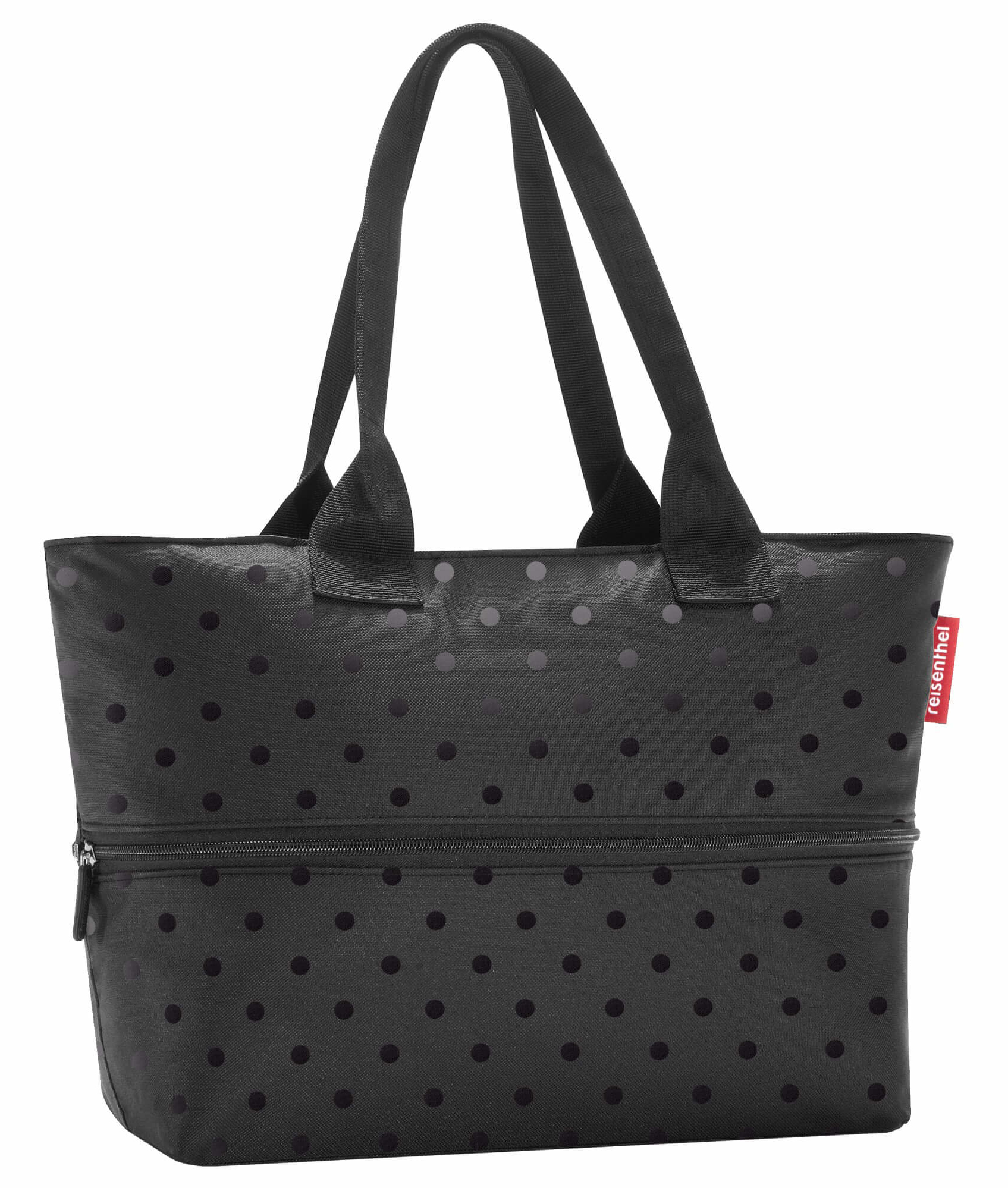 Reisenthel 'Shopper e1' Einkaufstasche erweiterbar 12/18l glossy dots black