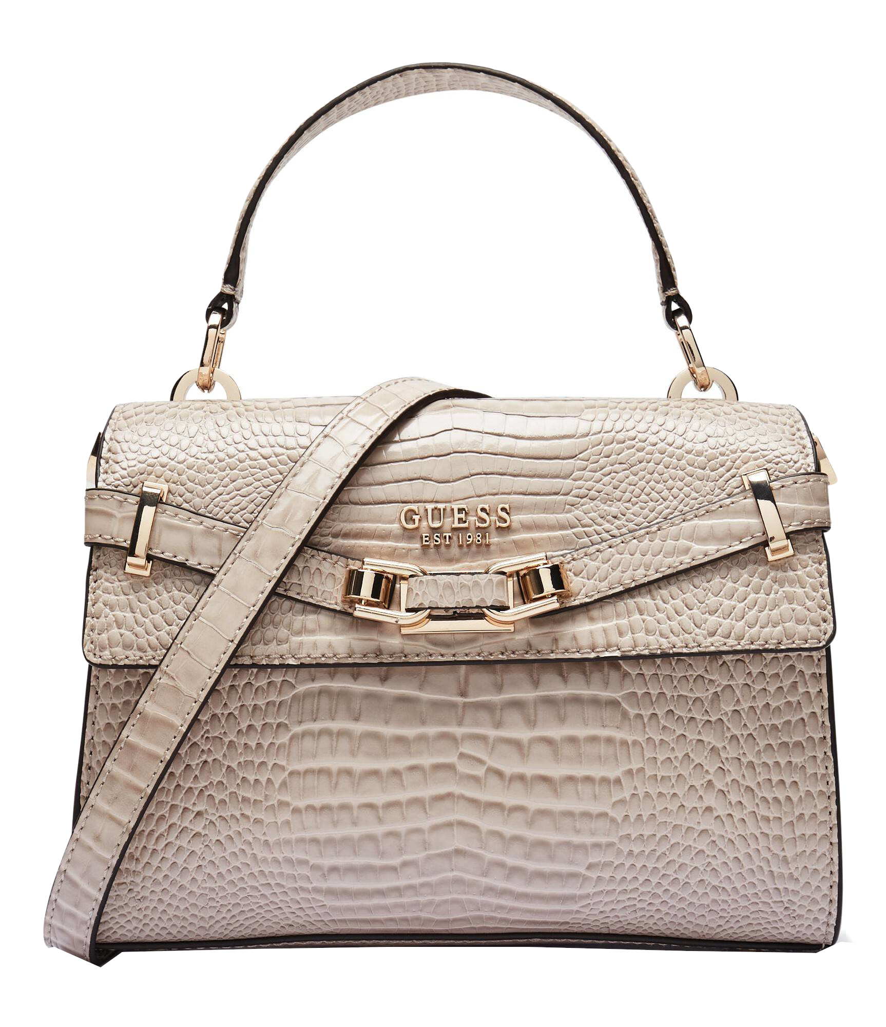 Guess 'Silvye' Top Handle Flap Handtasche taupe