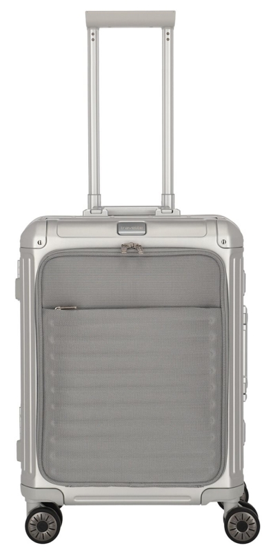 Travelite 'Next 2.0' 4-Rad-Bordtrolley mit Vortasche S 55cm 4,6kg 41l  Aluminium silber