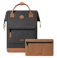 CABAIA 'London' Adventurer Rucksack L mit Vortasche wechselbar Black Melanged