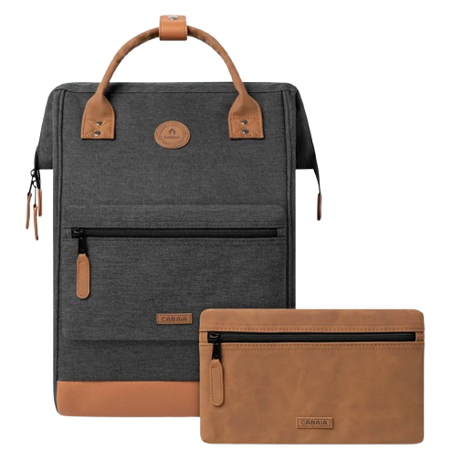 CABAIA 'London' Adventurer Rucksack L mit Vortasche wechselbar Black Melanged