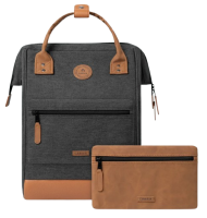 CABAIA 'London' Adventurer Rucksack M mit Vortasche wechselbar black melanged