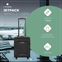 Travelite 'Jetpack' Wings 2 Cabin 2-Rad Bordtrolley 40cm 1,8kg 25l schwarz