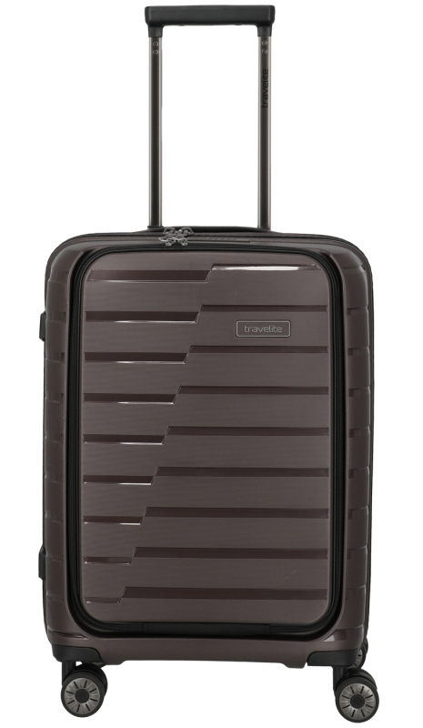 Travelite 'Air Base' 4-Rad-Bordtrolley S 55cm mit Vortasche für Laptop 2,6kg 43l coffee