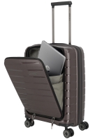 Travelite 'Air Base' 4-Rad-Bordtrolley S 55cm mit Vortasche für Laptop 2,6kg 43l coffee
