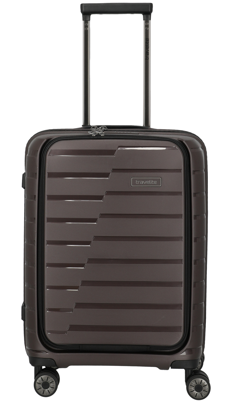 Travelite 'Air Base' 4-Rad-Bordtrolley S 55cm mit Vortasche für Laptop 2,6kg 43l coffee