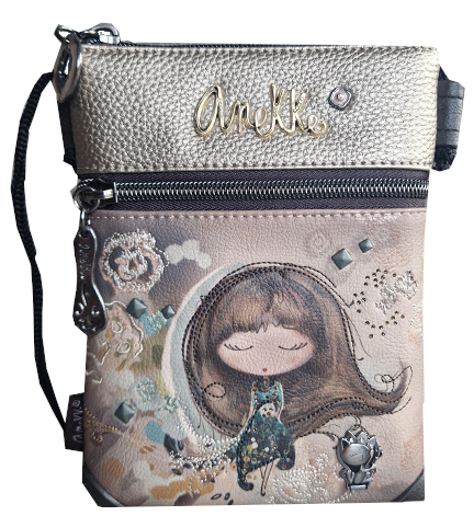 Anekke 'Real' Handbag Umhängetasche klein mit Druck beige