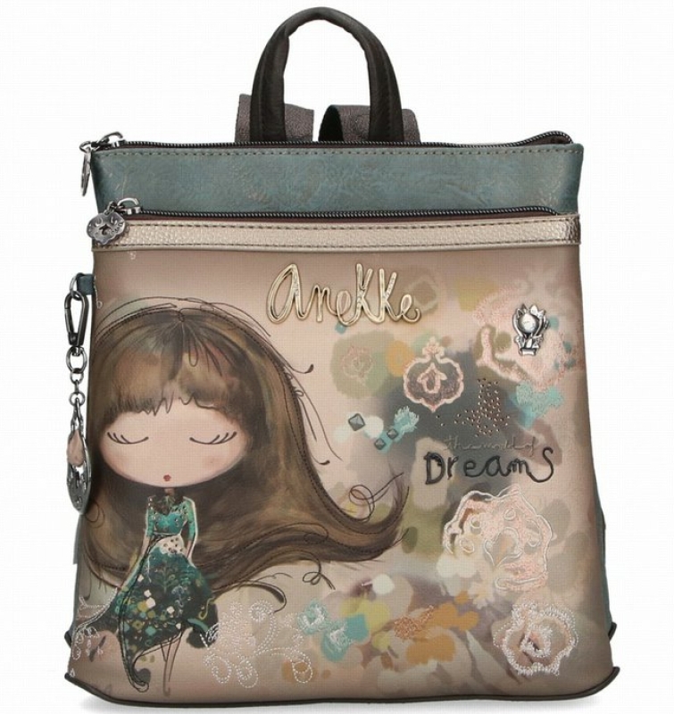 Anekke 'Real' Damenrucksack gestanzt Comicprint beige/grau