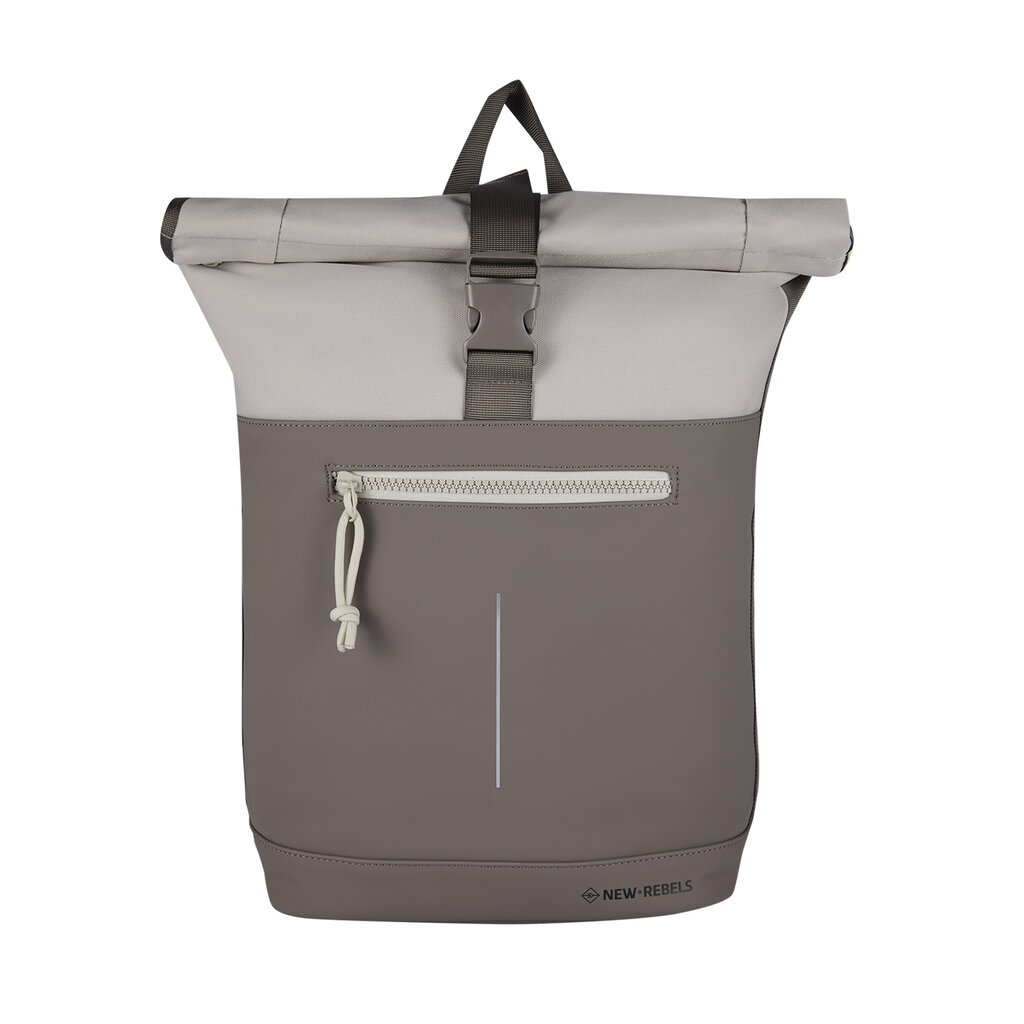 New Rebels 'Backham - New York' Rolltop Rucksack mit Laptopfach 16L taupe/beige