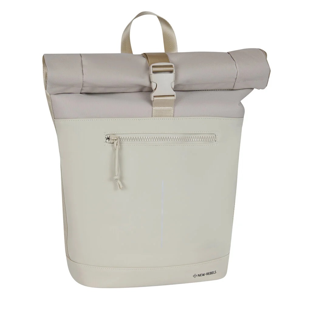 New Rebels 'Bruce - New York' Rolltop Rucksack mit Laptopfach aufsteckbar 16l beige