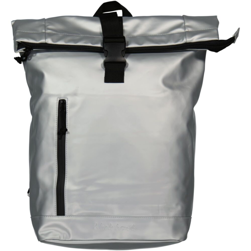 Black Hawk Rollup-Rucksack aus PU mit Laptopfach Metalic Silber