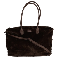 New Bags Handtasche aus Spinnstoff Darkbrown
