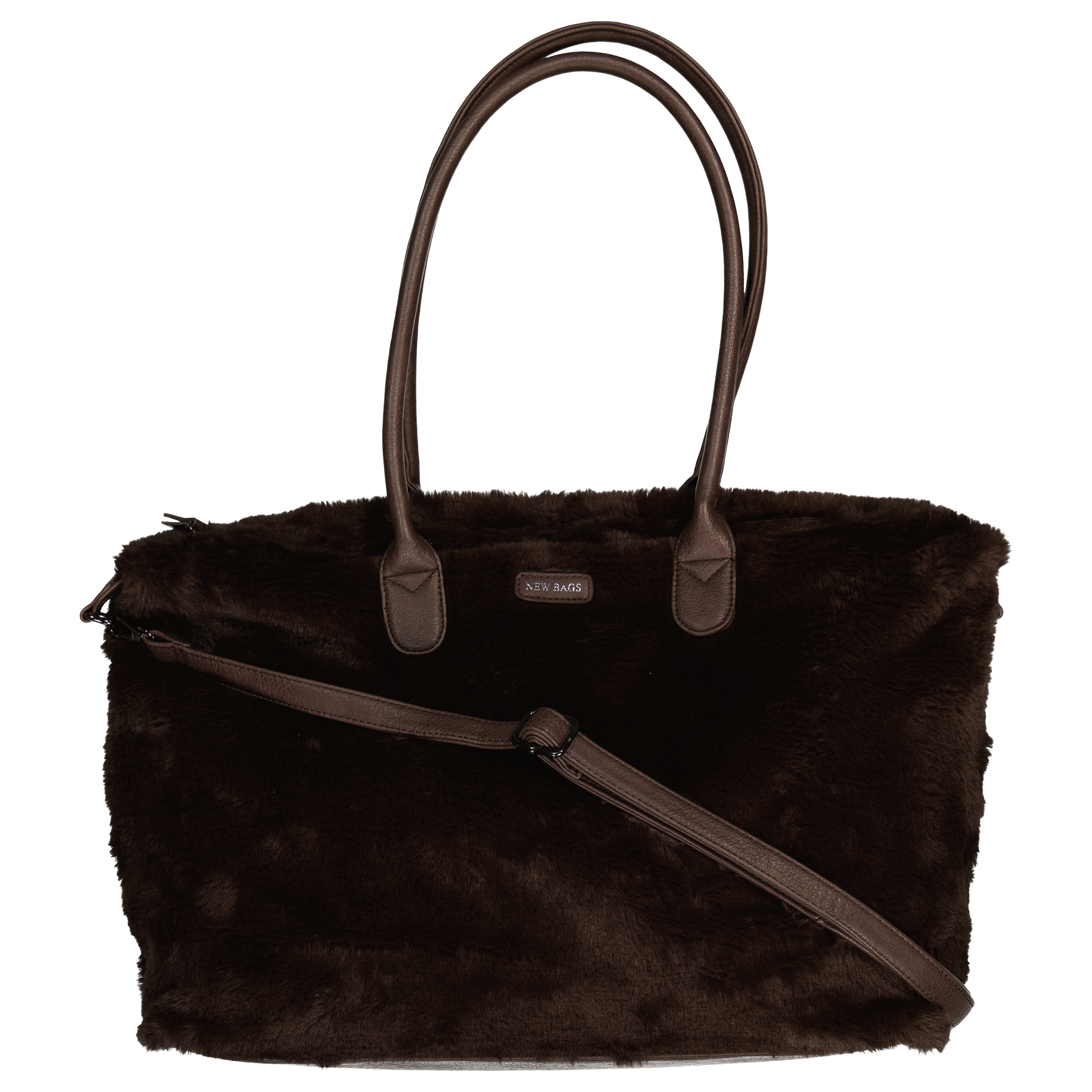 New Bags Handtasche aus Spinnstoff Darkbrown