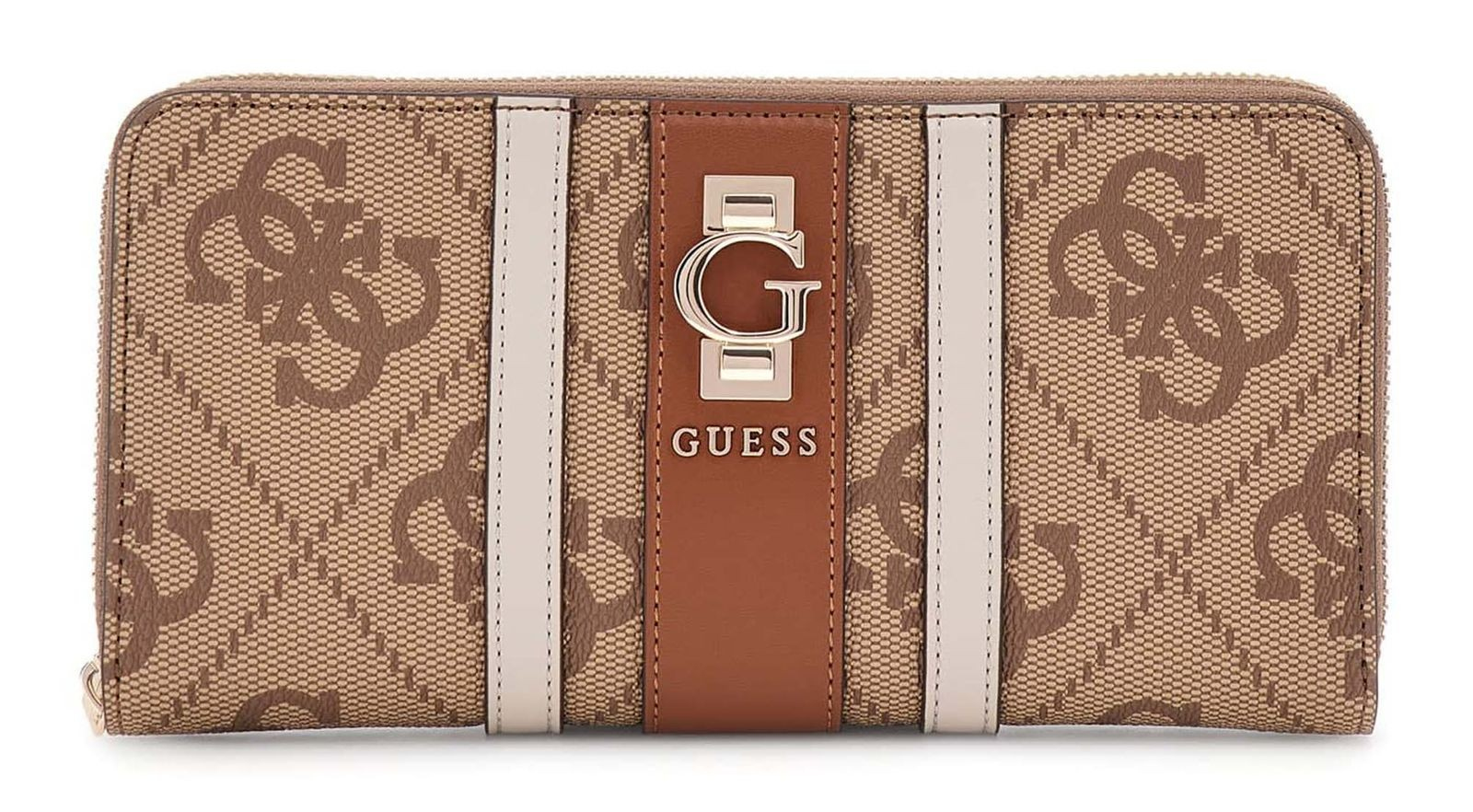 Guess 'Erenia SLG' Large Zip Around Damenbörse latte logo braun