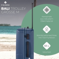 Travelite 'Bali' 4-Rad Trolley M 67cm 3,3kg 65l blau