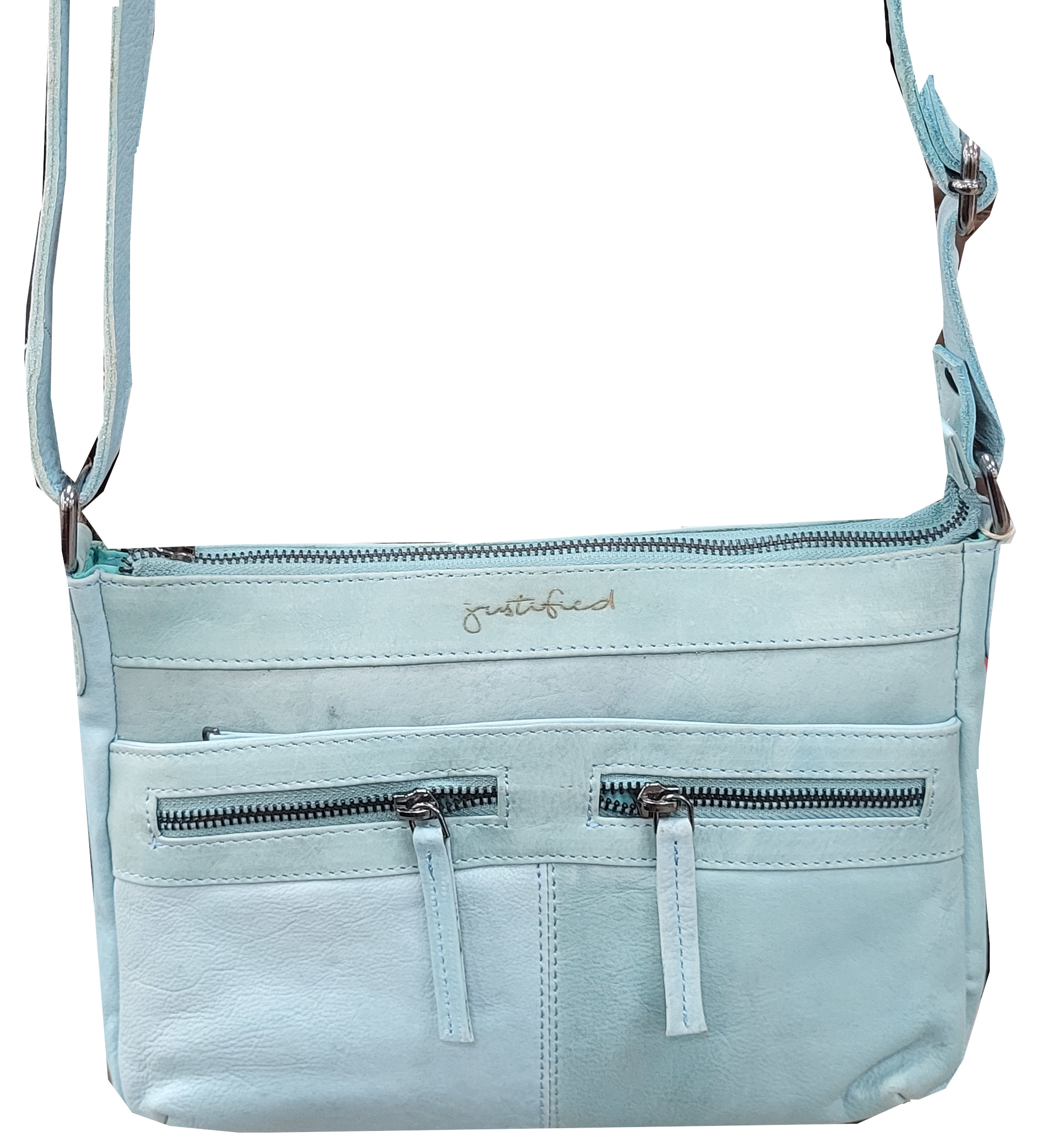 leather bag 'Penelope' Schultertasche  S Soft Blue