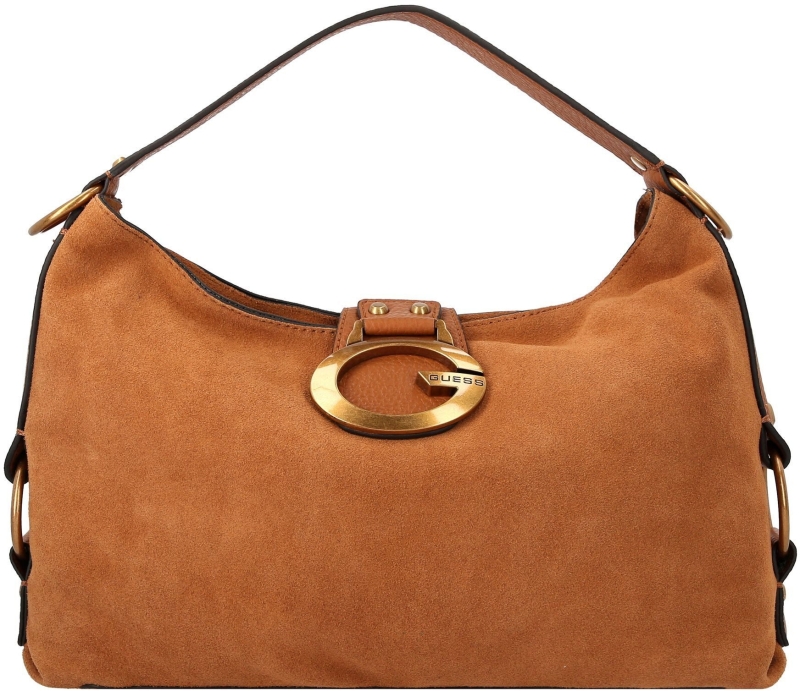 Guess 'Camden' Schultertasche echt Leder cognac