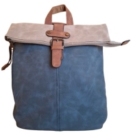 Dernier Rucksack/Tasche aus PU Navy braun