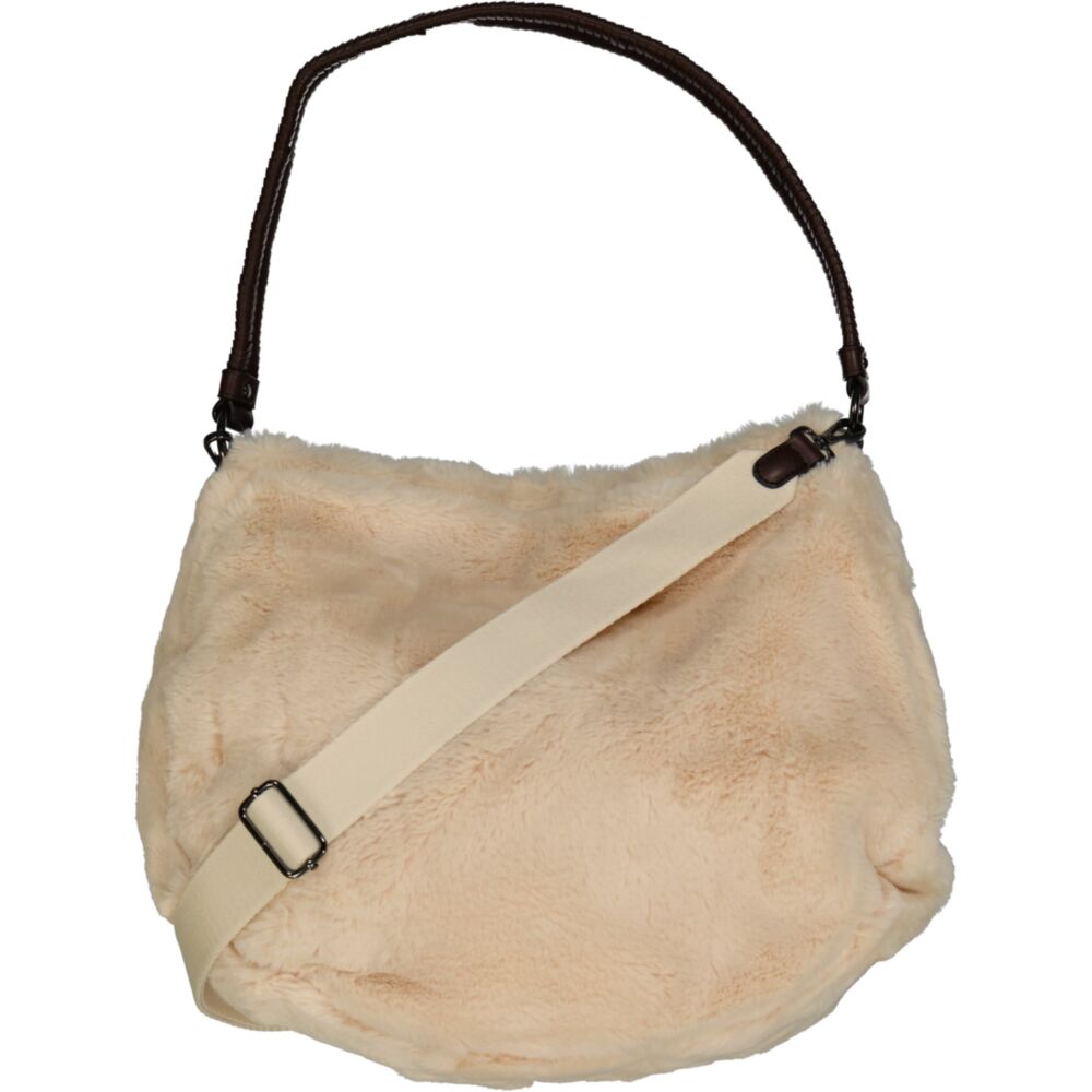 Glüxklee Schultertasche plüsch kurzer und langer Riemen beige
