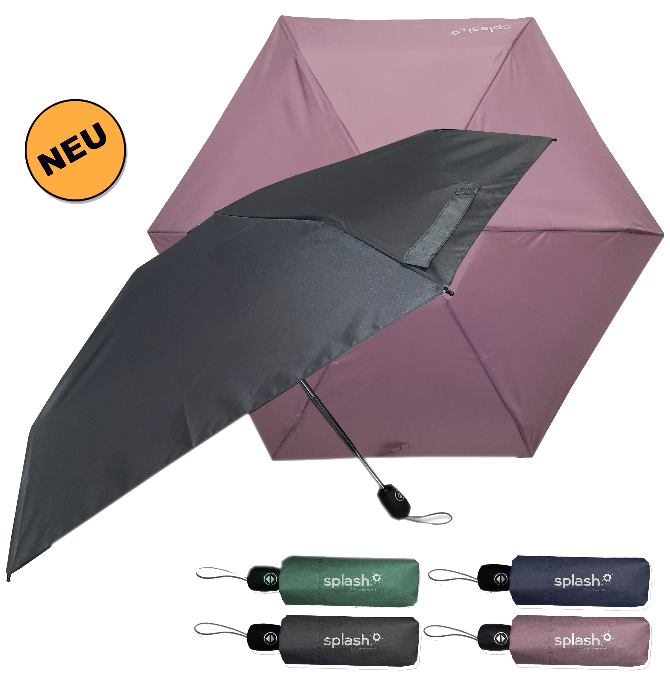 Splash Faltschirm auf/zu automatic mega leicht farblich sortiert