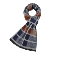 Wenfa Herrenschal Bw/ Viscose braun/ blau kariert