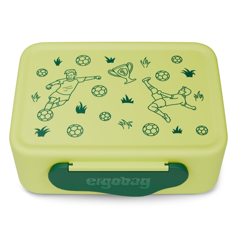 Ergobag Brotdose 2in1 mit Trennfach Fußball grün