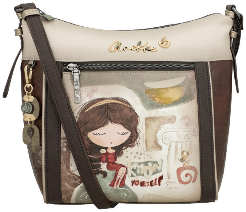 Anekke 'Muse' Damenumhängetasche gemustert beige