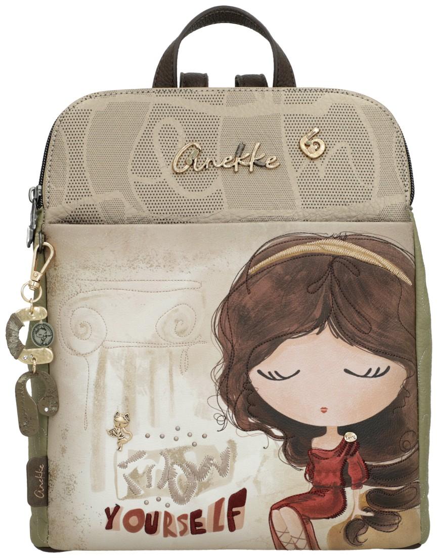 Anekke 'Muse' Damenrucksack gemustert beige