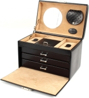 Windrose 'Merino Moda' Schmuckkoffer  4 Etagen Feinsynthetik schwarz