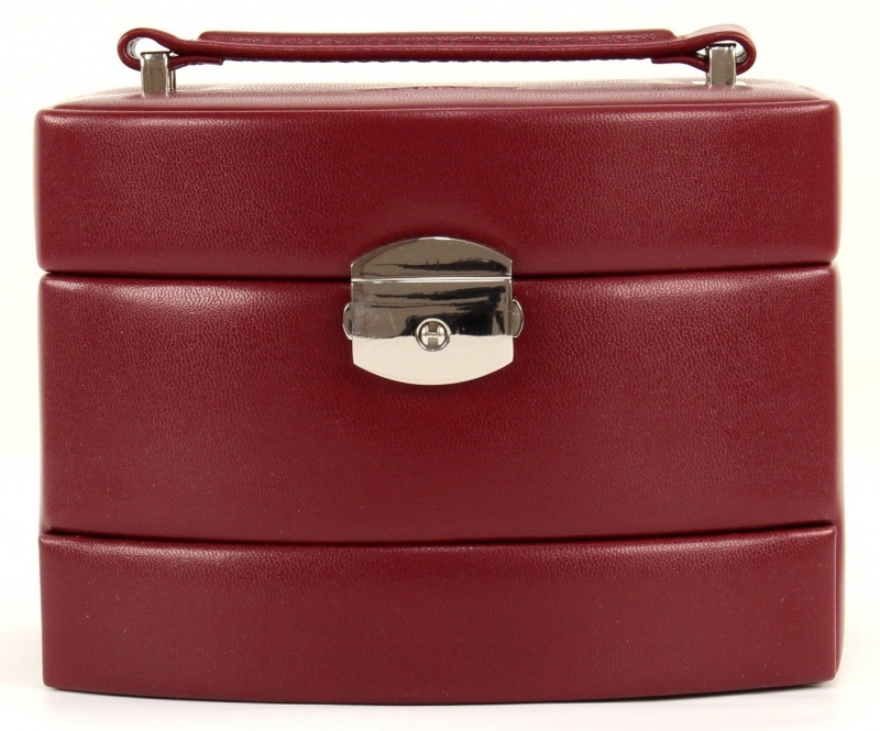 Windrose 'Merino' Schmuckkoffer automatik 3 Etagen klein rot