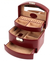 Windrose 'Merino' Schmuckkoffer automatik 3 Etagen klein rot