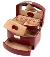 Windrose 'Merino' Schmuckkoffer automatik 3 Etagen klein rot